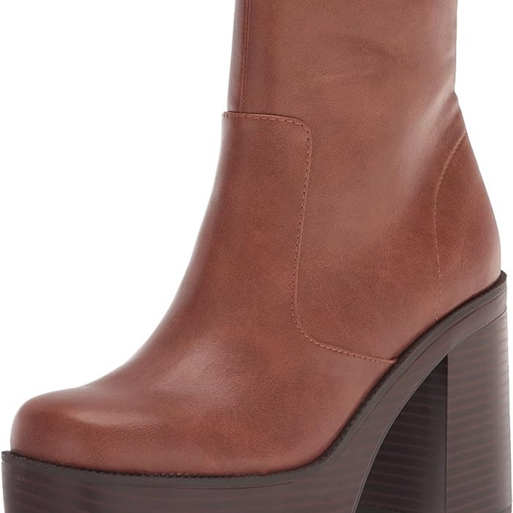 Madden Girl Brown Grace Platform Heeled Boot Booties